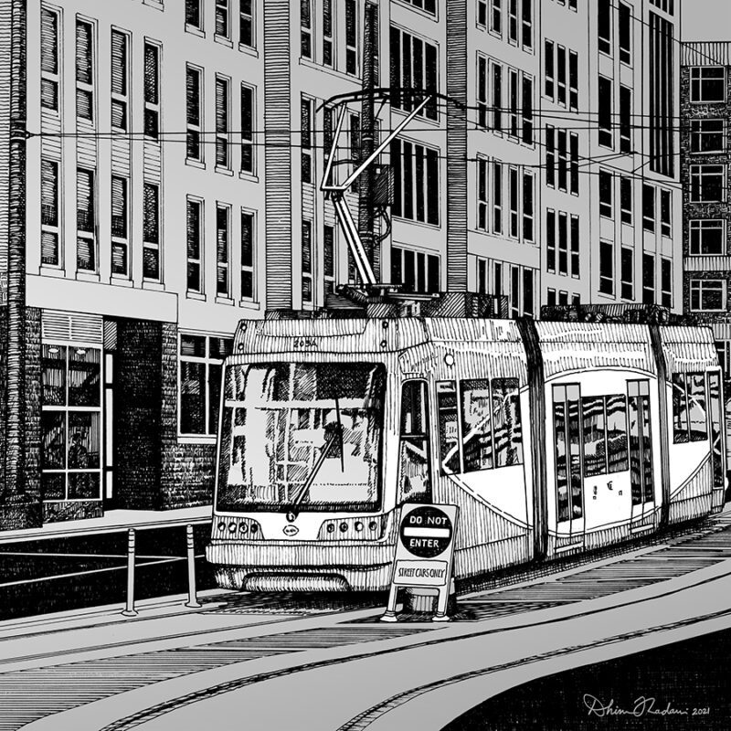 Beautiful Drawing Of H Street Streetcar