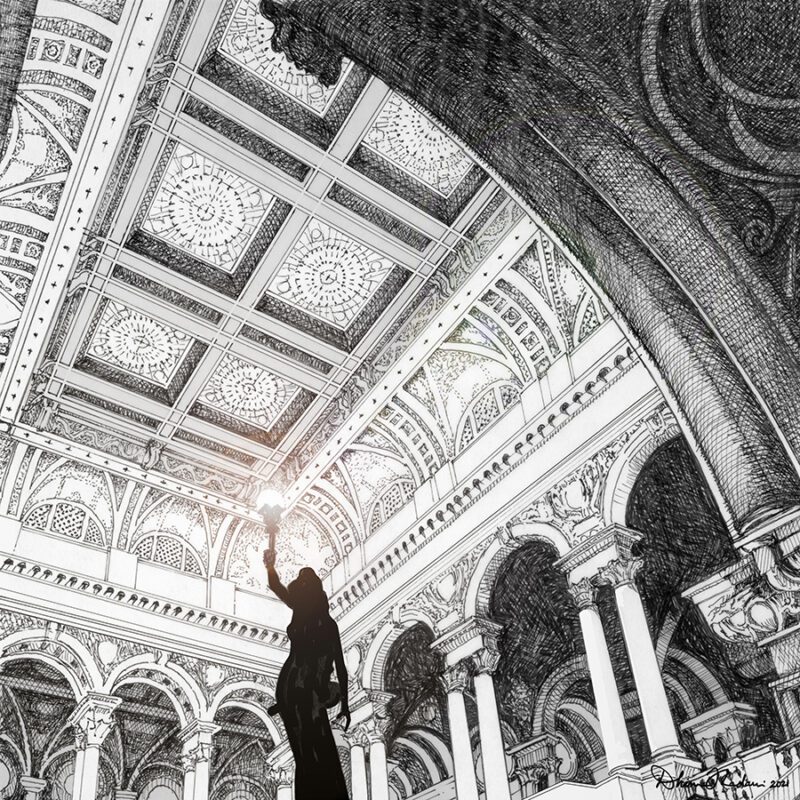 Drawing Of The Library Of Congress