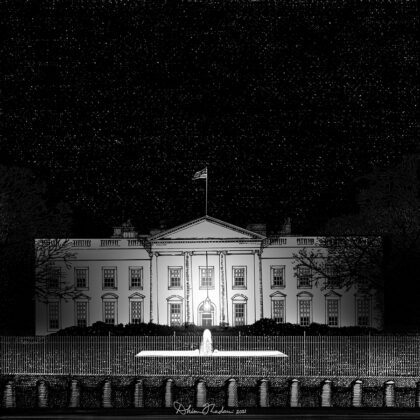 Black and White Drawing Of White House