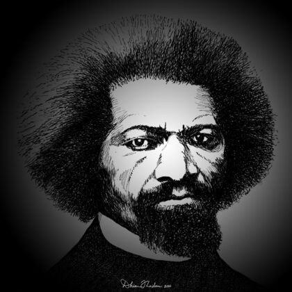 Black and White Drawing Of Frederick Douglass