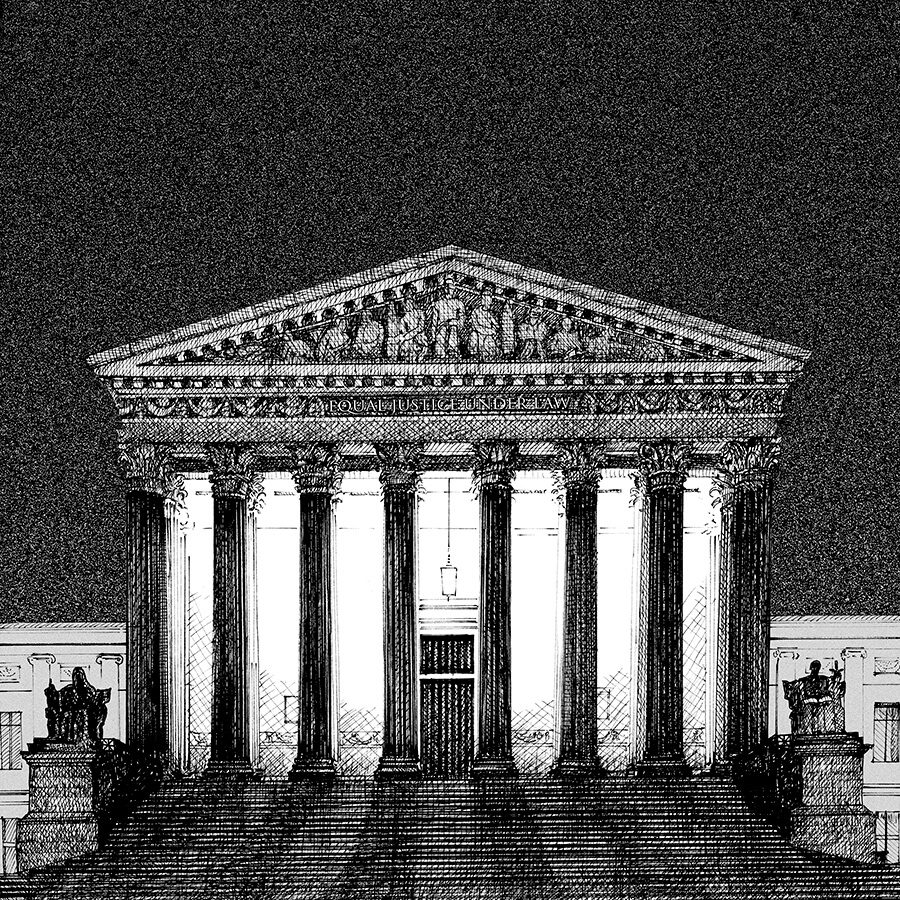 Black and White Drawing Of Supreme Court